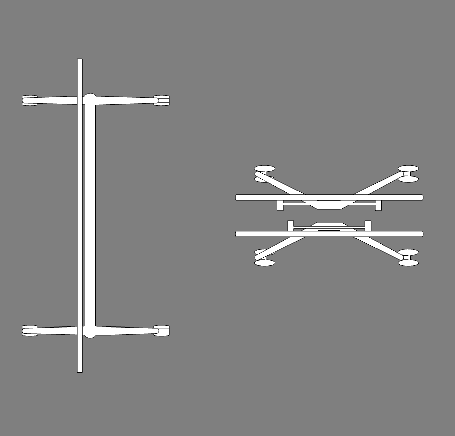Revit Plan View Tables in plan view showing frame work in hidden linetype of folded table with leg and foot detailing.
